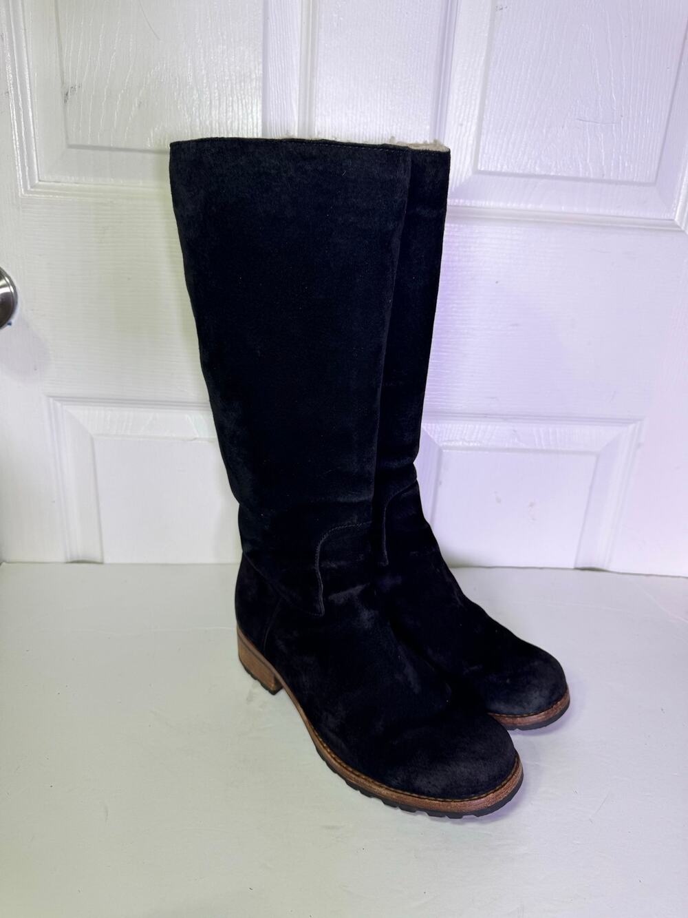 UGG  Seldon Black Suede Knee High Back Zip Boots Women Size 8.5⁠